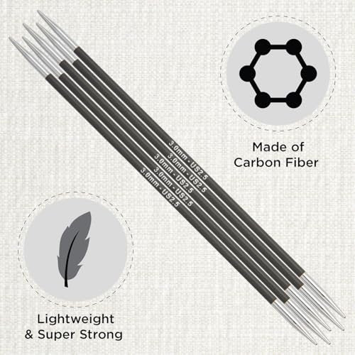 KnitPro 15 cm x 1 mm Karbonz Double Pointed Needles