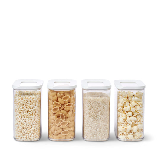 Mepal - Storage Container Modula 4-Piece Set – Clear Food Container with Lid - Kitchen Organizers & Plastic Storage Boxes – Stackable & Airtight – 4 x 1000 ml – White