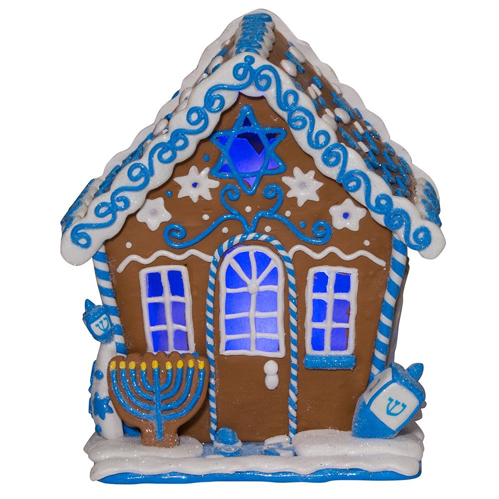 Kurt S. Adler Kurt Adler 7-Inch LED Hanukkah Gingerbread House Tablepiece, Blue