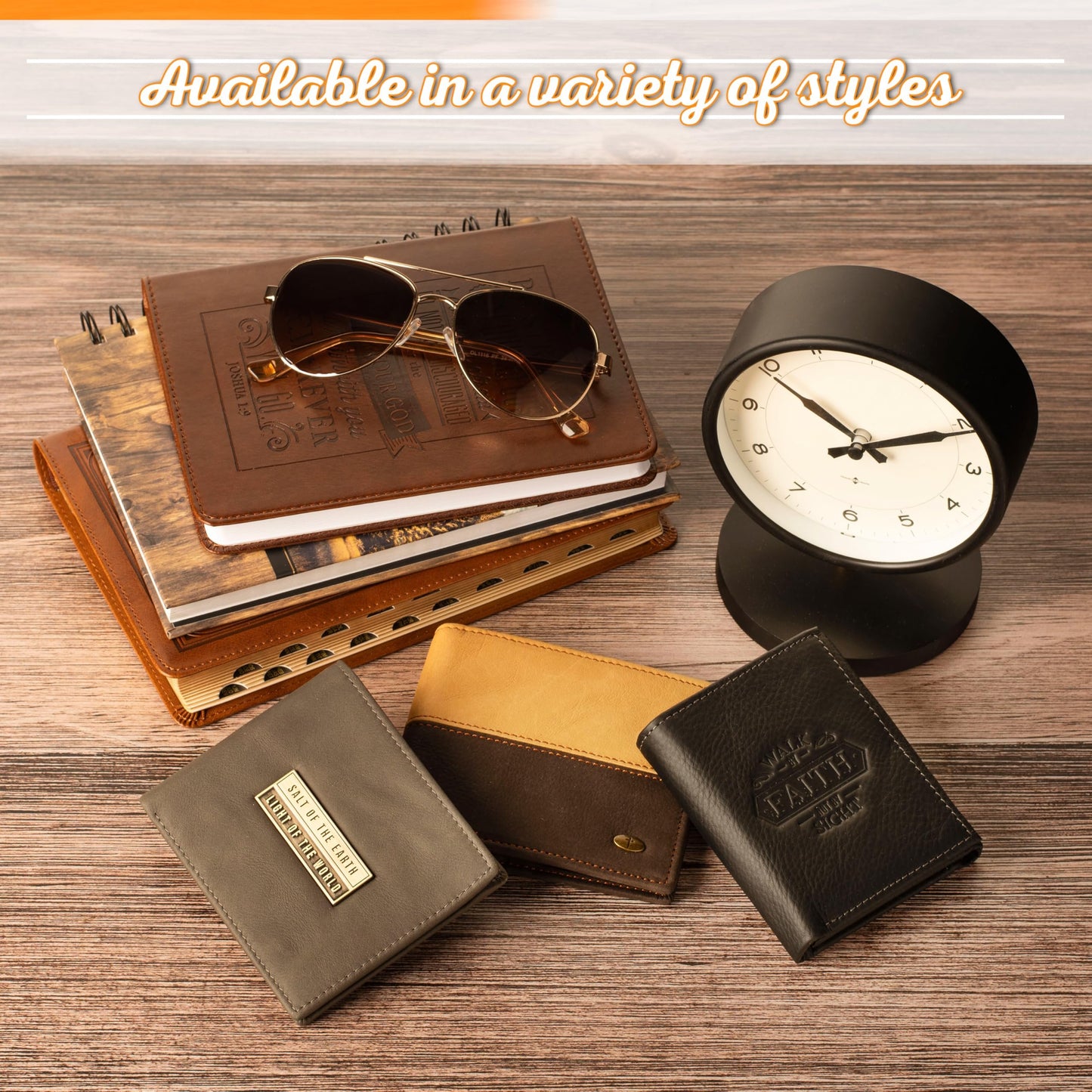 Christian Art Gifts Genuine Premium Full Grain Leather RFID Blocking Silver Engraved Cross Wallet for Men: Multi Pocket Billfold w/Removable ID Window Accessory for Credit Cards, Bills, Photos, Black