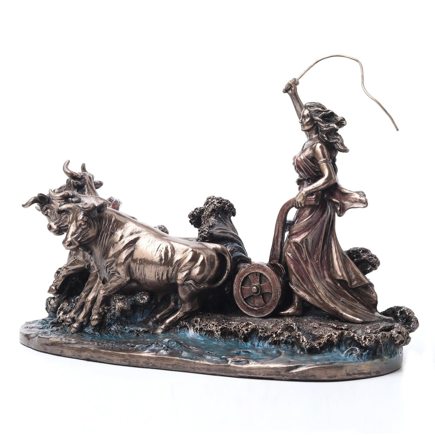 Veronese Design 7 1/2 Inch Gefjon Norse Goddess of Polowing Cold Cast Resin Bronze Finish Sculpture