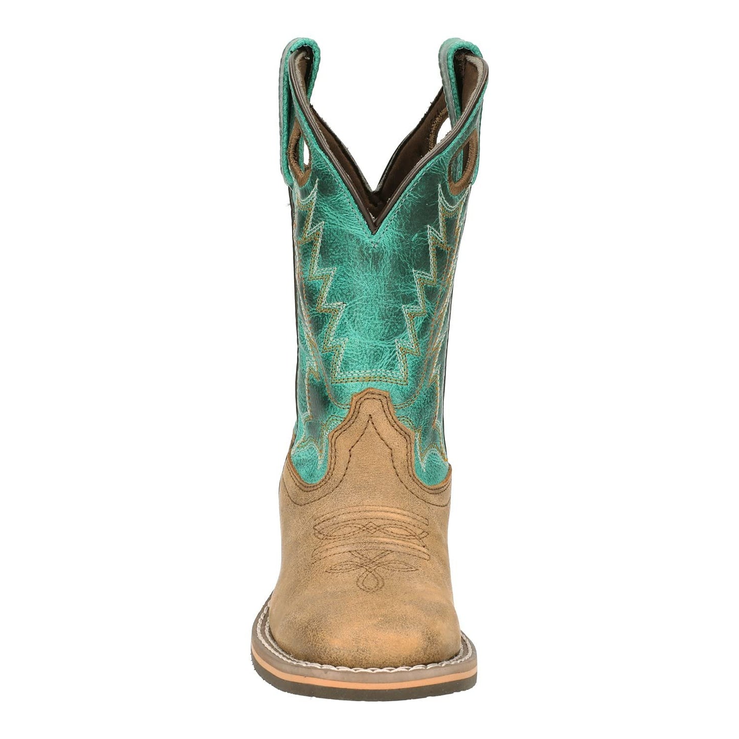 Smoky Mountain Boots Kids' Jesse Western Boot, Big Kid, Brown Distress/Turquoise, Medium, Size 5 US