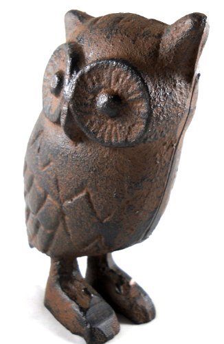 Cast Iron Owl Figurine Statue - Brown 4.5" Tall