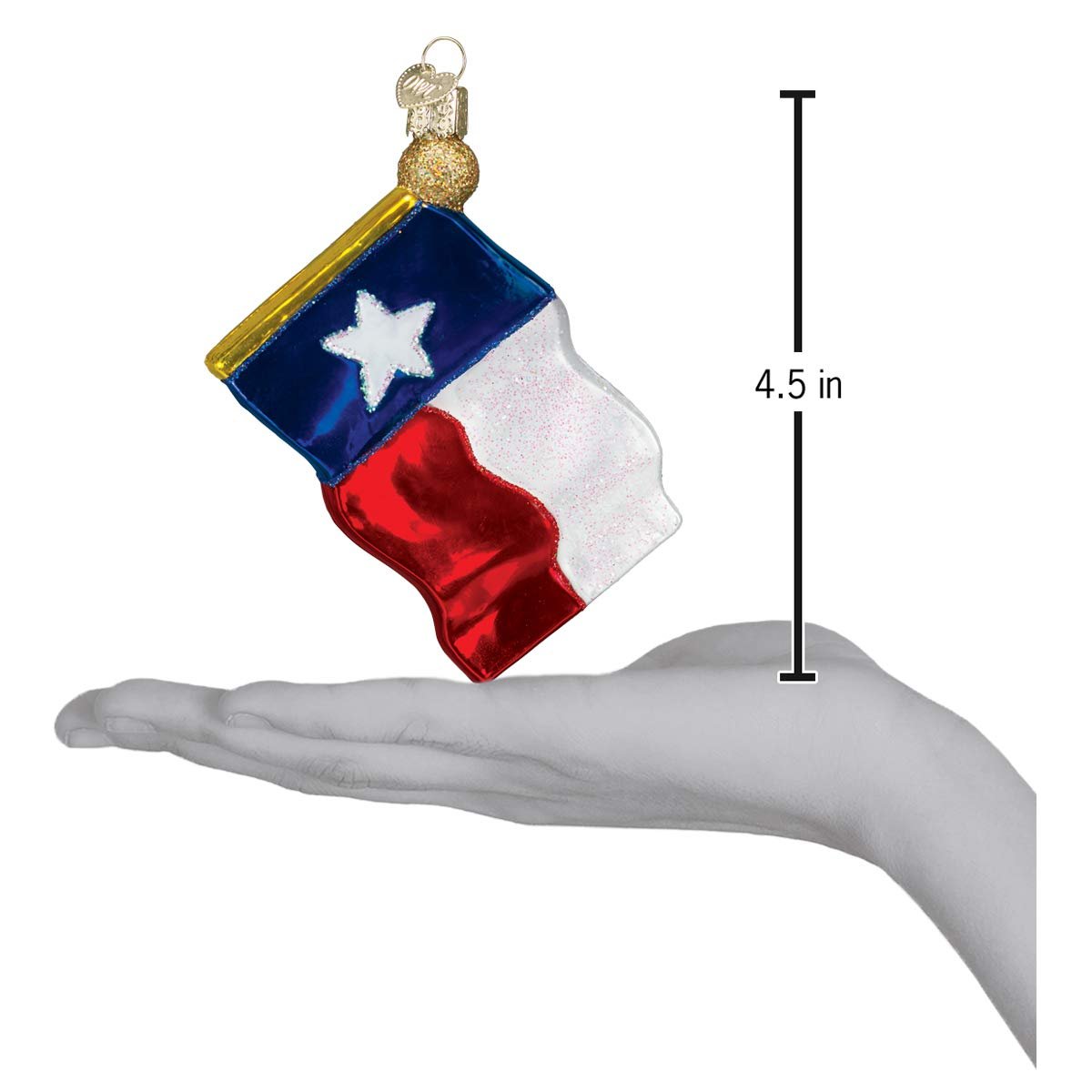 Old World Christmas Ornaments: Texas State Flag Glass Blown Ornaments for Christmas Tree (36045) 2 1/2" X 3