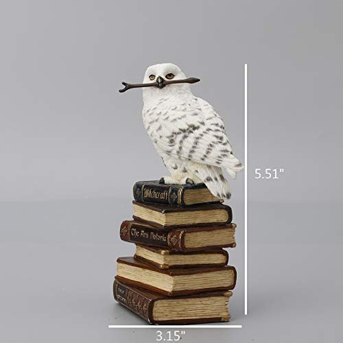 Veronese Design 5 1/2 Inch Magic Wand Snowy Owl On Book Stack Hand Painted Resin Statue Home Decor