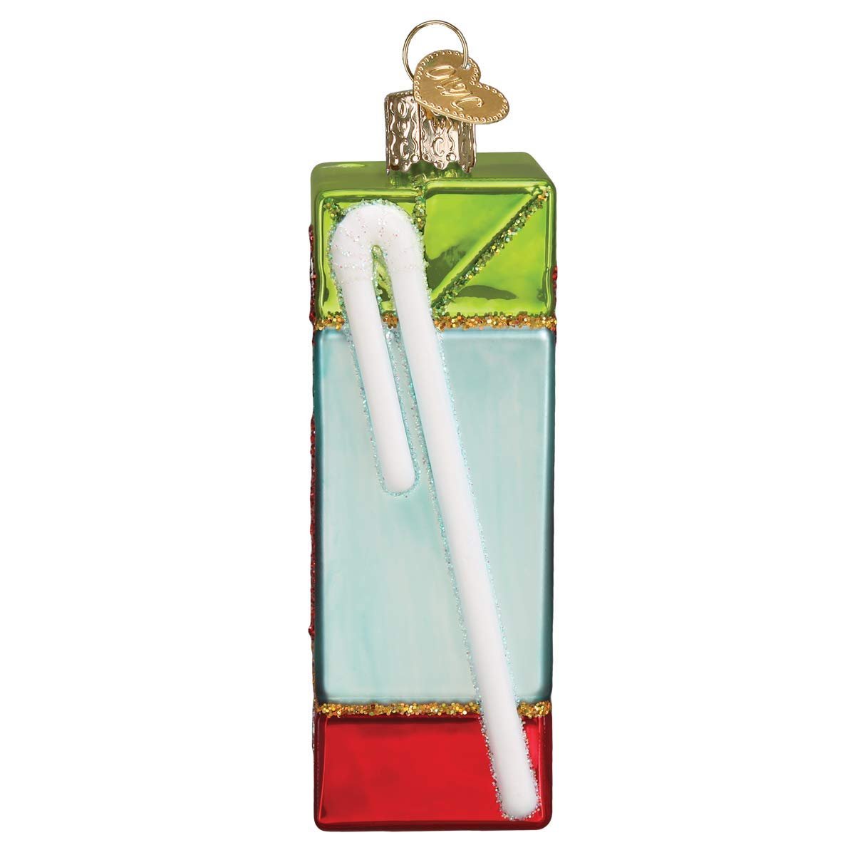 Old World Christmas Apple Juice Box Glass Ornament Free Box 32426 New