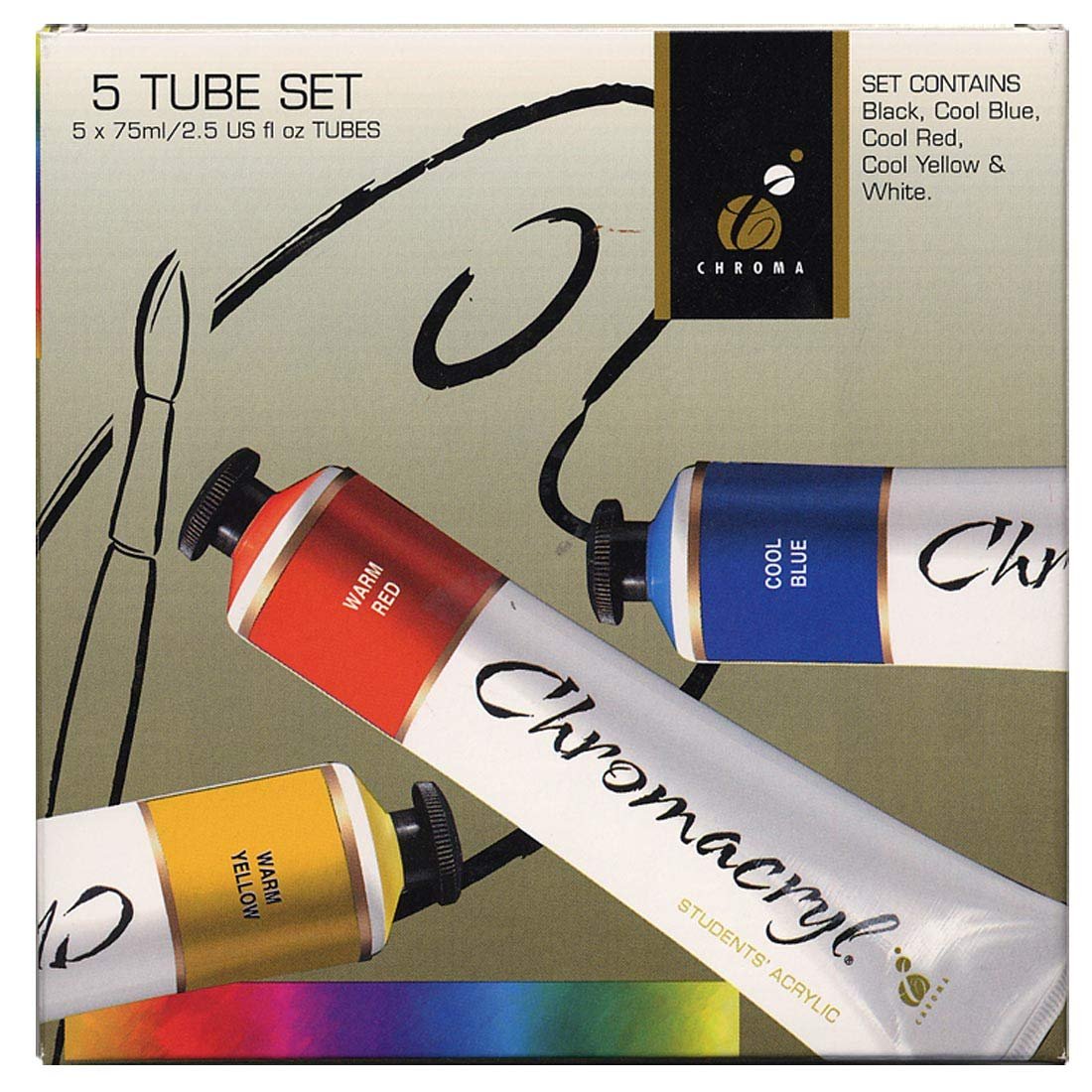 Chromacryl Student Acrylic Paint 5-Tube Pack (Pack of 5)