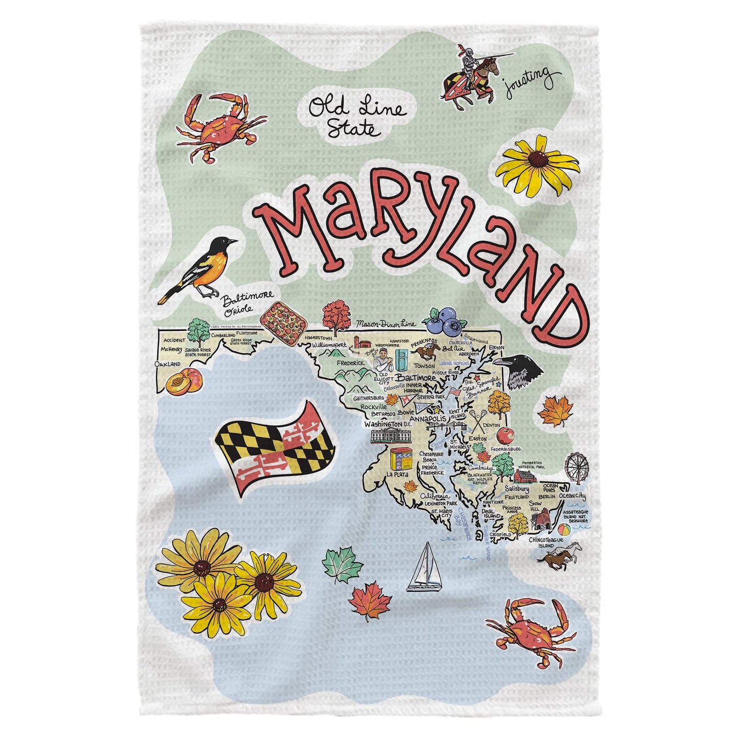 Fish Kiss® 16"x24" Map Dish Towel is of 100% Microfiber Waffle Weave Making it Super Absorbent, Soft & Machine Washable - Map Kitchen Towel,Map Dish Cloth is Multi Purpose