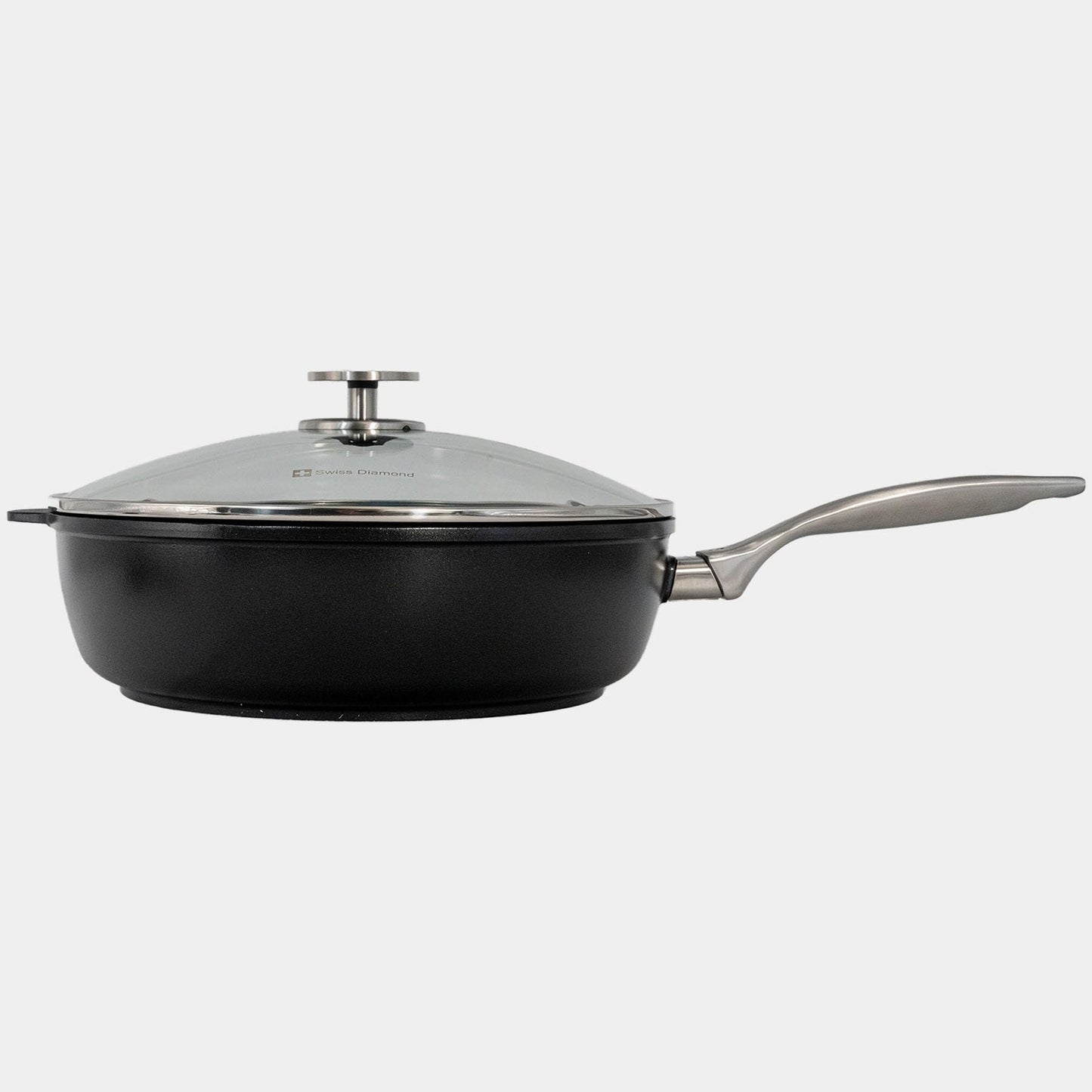 Swiss Diamond Nonstick Hybrid Ceramic and Diamond-Infused Deep Saute Pan With Glass Lid, Dou Ceramic, Dishwasher & Oven Safe Up To 500 °F