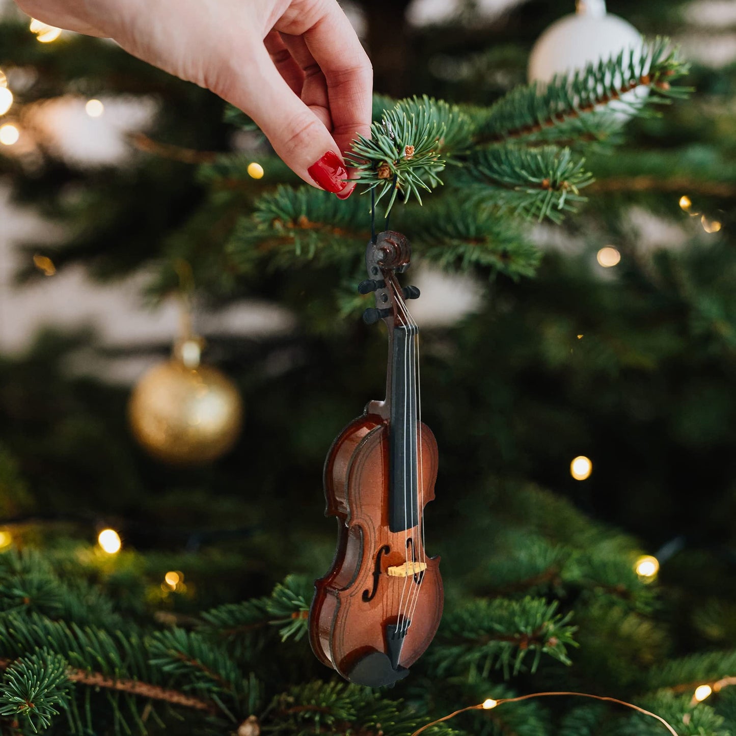 Broadway Gifts 5 Inch Brown Wood Violin Ornament Decoration