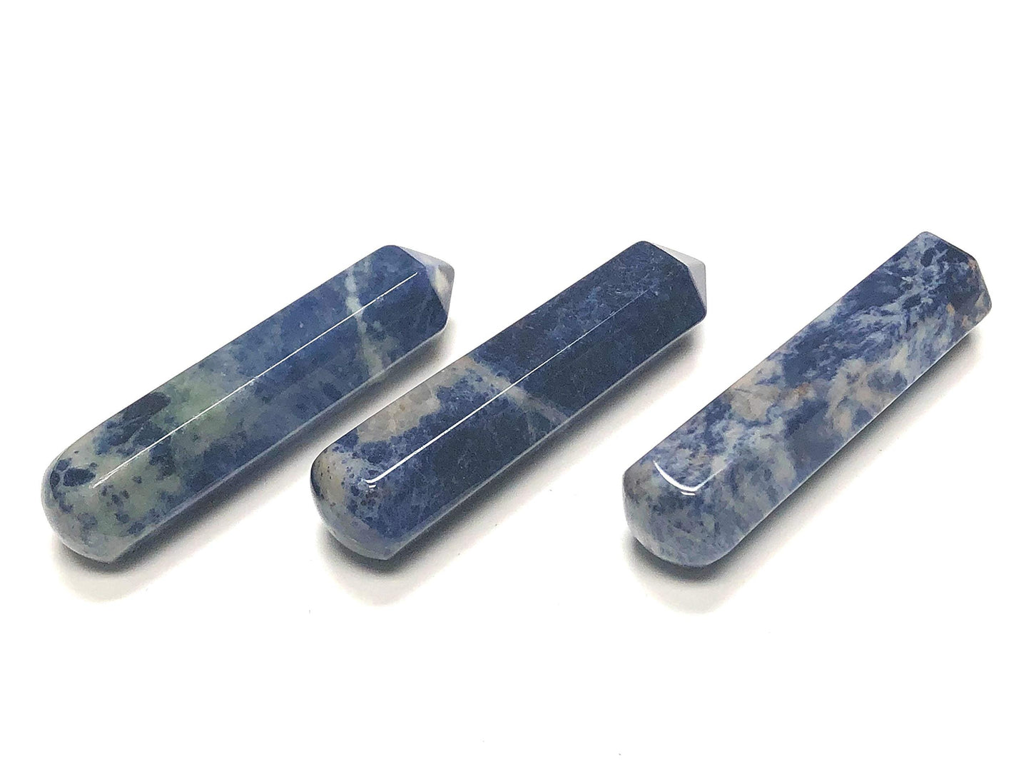 Zentron Crystal Collection: 60MM All Natural Gemstone Crystal 2"+ Wand and Velvet Pouch (Sodalite)