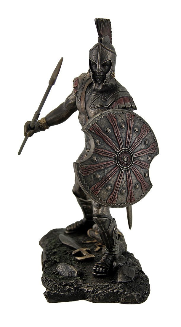Veronese Design Achilles, The Greek Trojan War Hero, Stunning 9-Inch High Bronze-Finished Cast Resin Statue with Shield and Spear - Excellent Detail - Hand Panted Accents