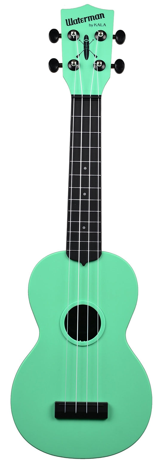 Kala Makala Waterman Soprano Ukulele with Color Top/Black Back (Seafoam Green)