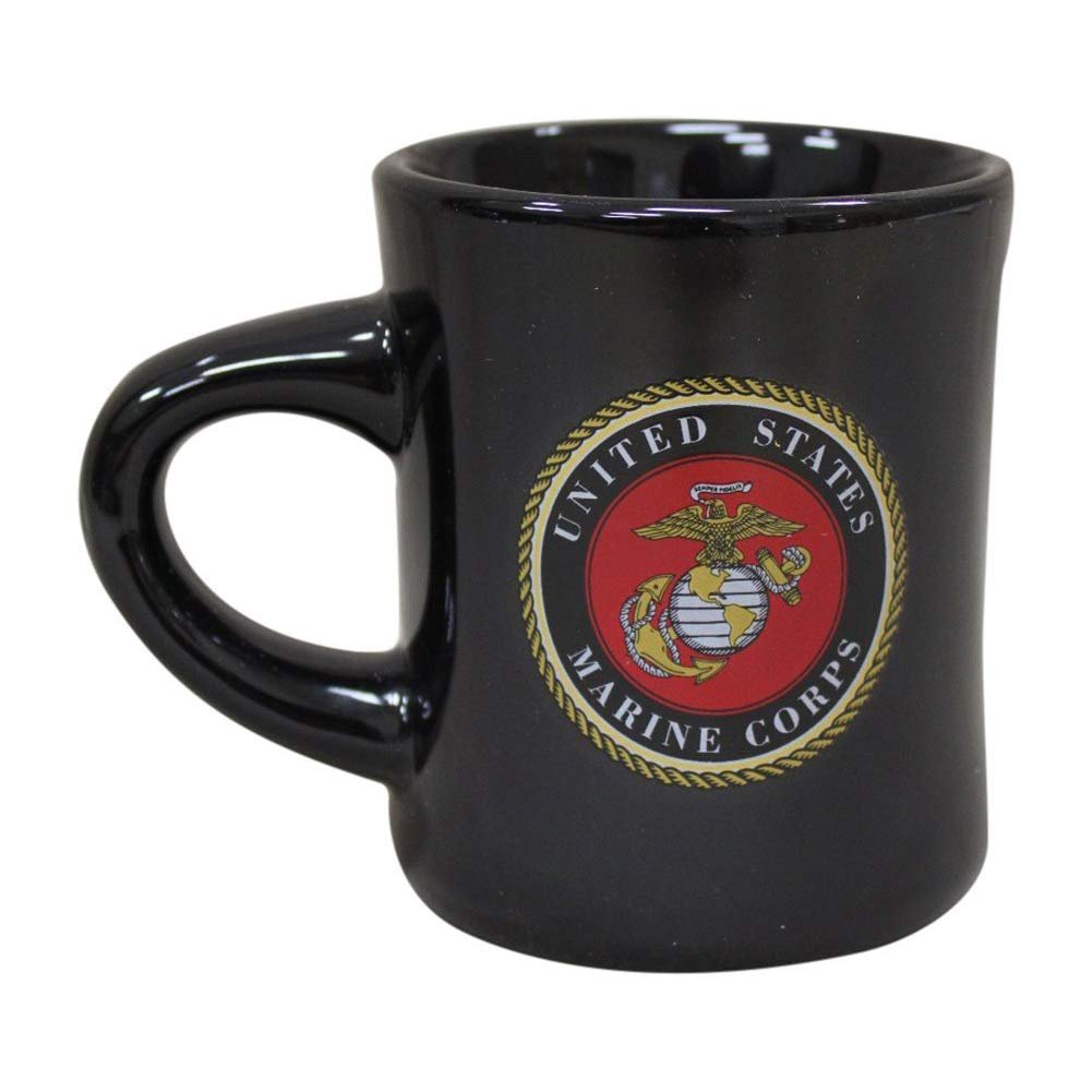 M. Cornell, Inc. United States Marine Corps Decal Logo Black 8 Ounce Stoneware Military Branch Diner Mug