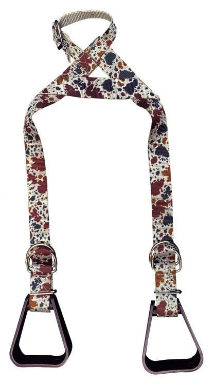 Showman Heavy Duty Nylon Adjustable Buddy Stirrups w/Cow Print