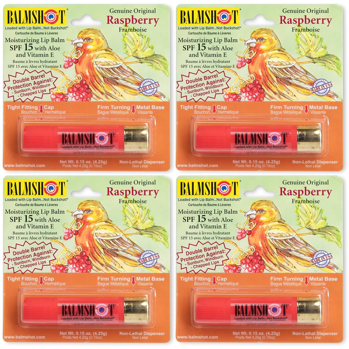 BALMSHOT Lip Balm 4 Pack (Raspberry)