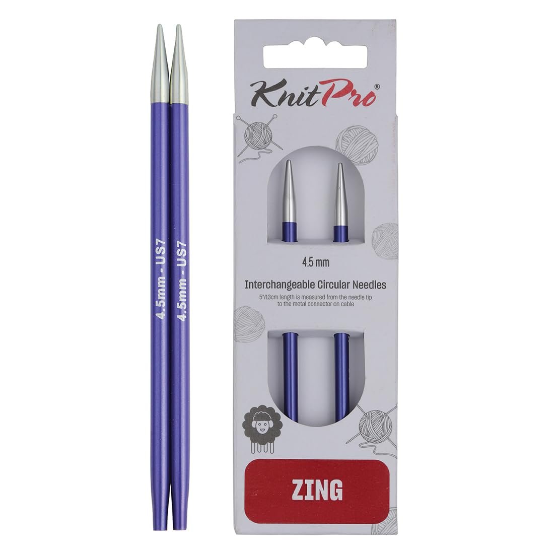 KnitPro Zing Interchangeable Circular Needles 4" (10cm)