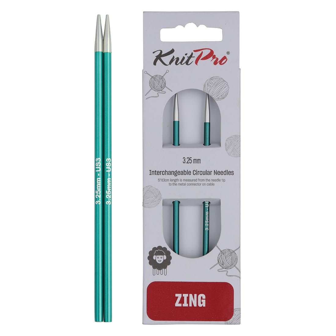 KnitPro Zing Interchangeable Circular Needles 4" (10cm)
