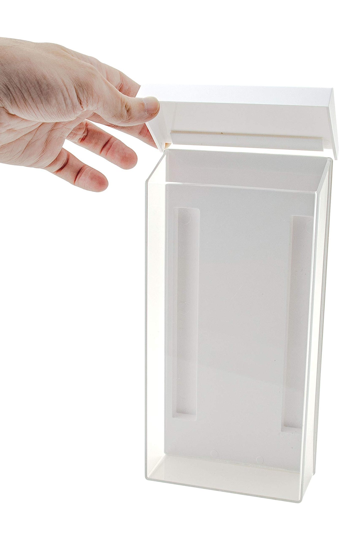 Marketing Holders Outdoor Brochure Holder Box Clear with White Lid Holds 4" x 9" Trifolds Real Estate Sheets Pamphlets Menus for Sign Store Front Display Take One Caddy