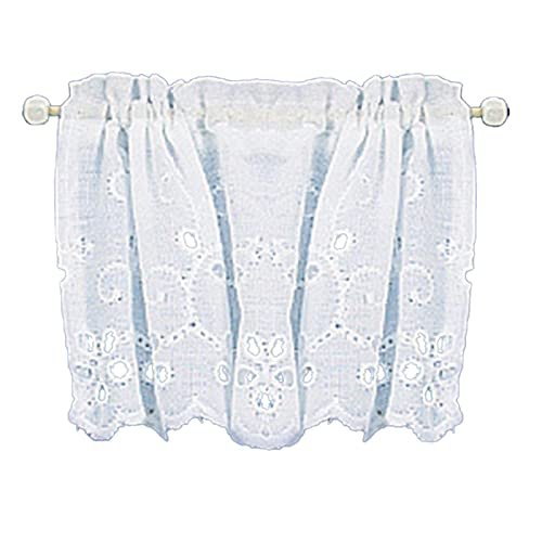 Melody Jane Dollhouse White Broderianglaise Cafe Net Curtain Miniature Window Accessory