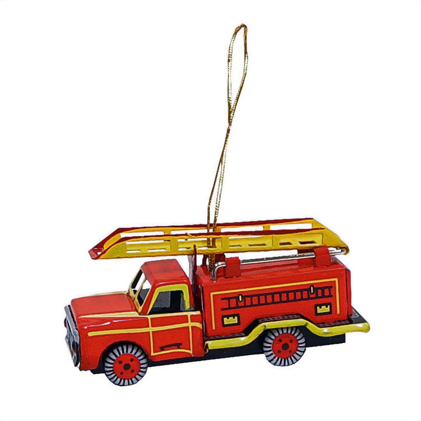 Alexander Taron AT3 Collectible Tin Ornament-Fire Truck-1.5" H x 1.25" W x 3.25" D, Red