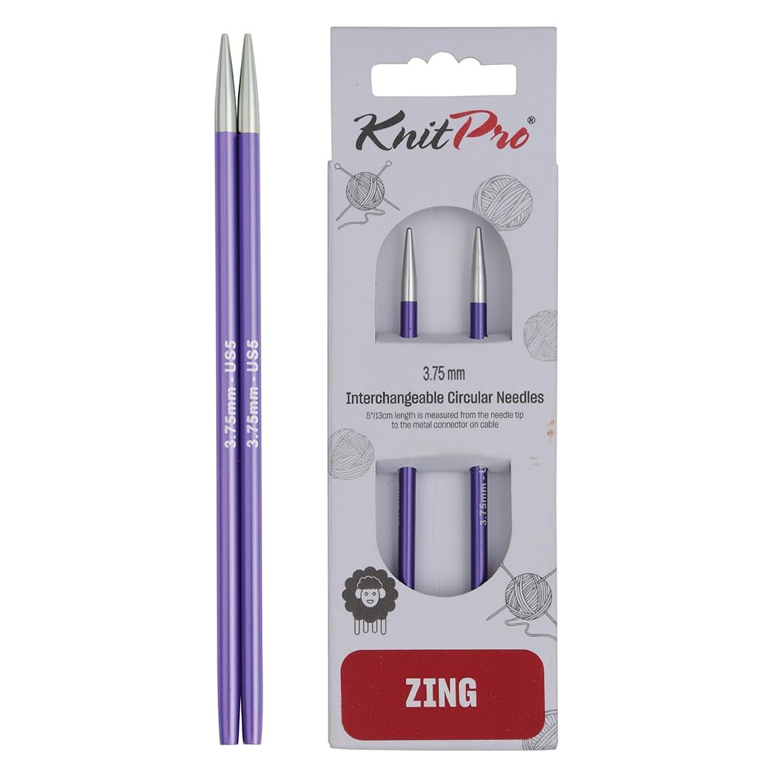 KnitPro Zing Interchangeable Circular Needles 4" (10cm)