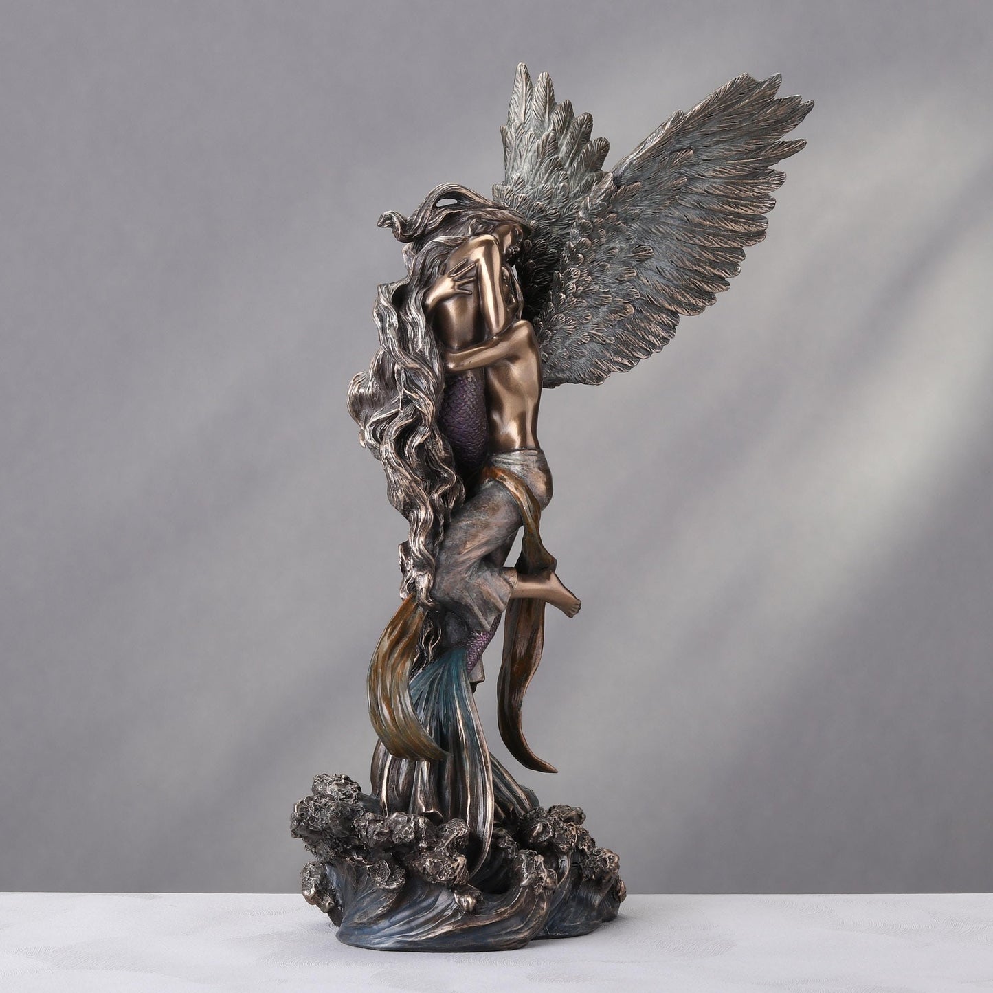 Veronese Design 12 Inch Mermaid Angel Lover Statue Impossible Love by Selina Fenech Cold Cast Resin Bronze Finish Sculpture