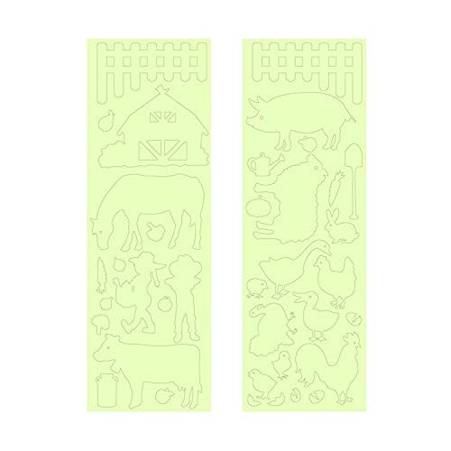 GLOPLAY On The Farm Series (36pcs/Pack), Glow in The Dark Educational Wall Stickers, The Eco-Friendly and Brightest Wall Stickers for Ceiling, Bathtime, Bedroom, Party, Decor
