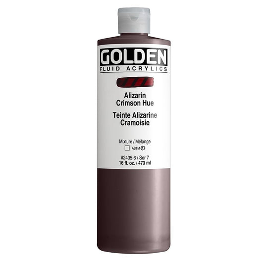Fluid Acrylics by GOLDEN, Alizarin Crimson Hue, 16 fl. oz. Bottle, Professional Acrylic Paint, Transparent