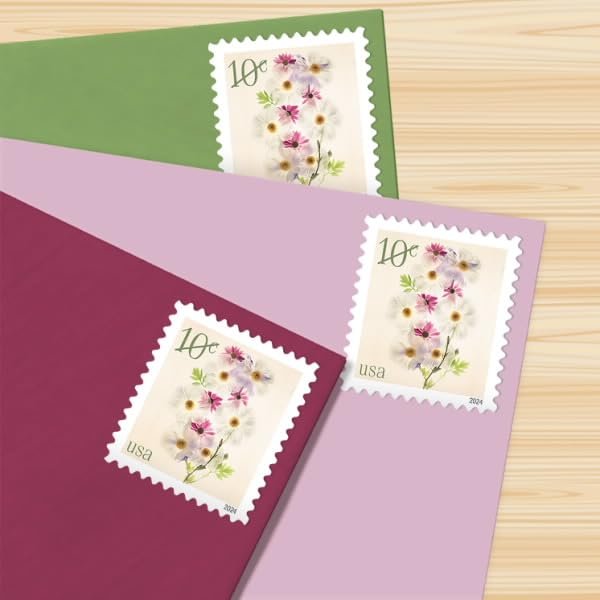 Poppies and Coneflowers 2024 10-Cent (Sheet of 20) Ten-Cent Denominated Mail-use Additional Postage Stamps