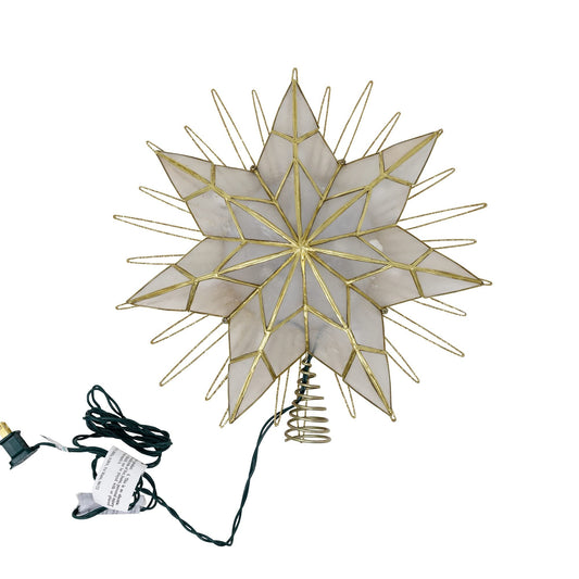 Kurt Adler 14" 7-Point Natural Capiz Star Lighted Treetop