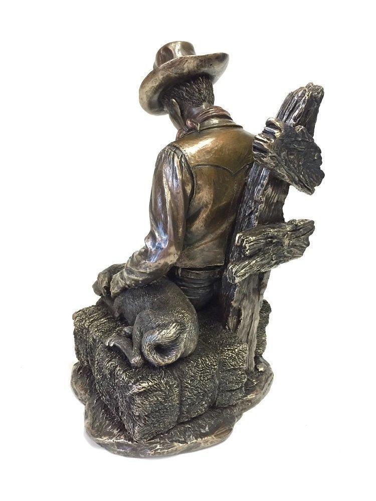 Cowboy and Dog Napping Statue Sculpture
