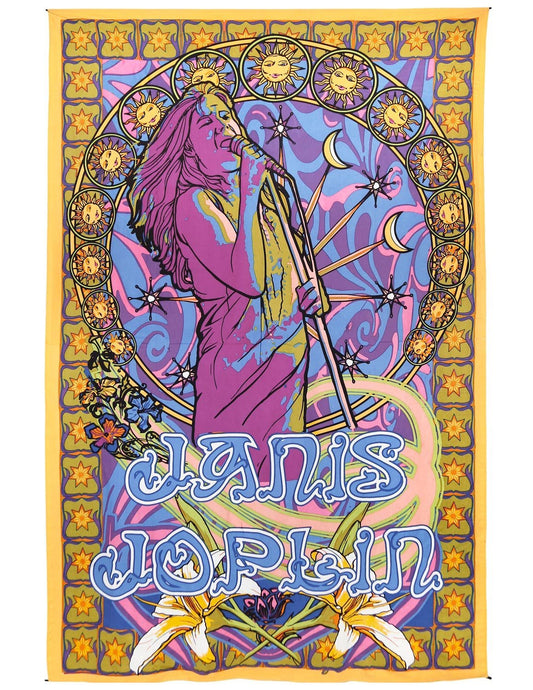 Sunshine Joy Janis Joplin Tapestry Hippie Wall Art Huge 60x90 Inches