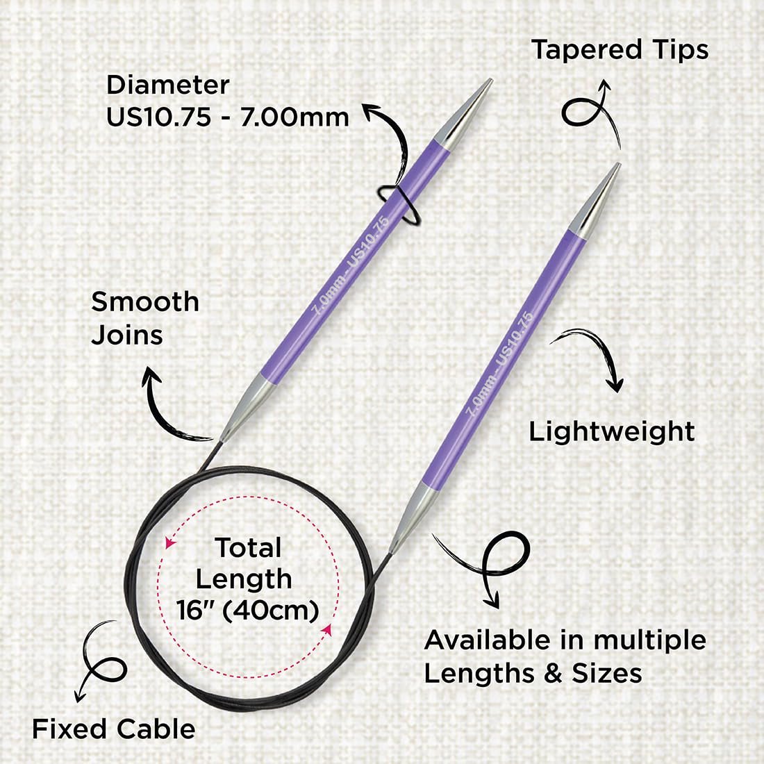 KnitPro Zing Fixed Circular Needles 16" (40cm)