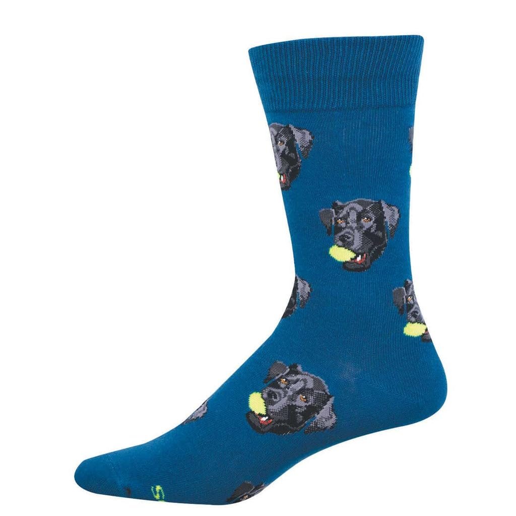 Socksmith Men's Black Lab Crew Socks, Teal