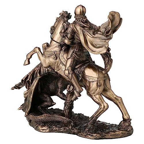Veronese Design 6 1/4 Inch Saint George The Dragon Slayer Cold Cast Resin Bronze Finish Sculpture