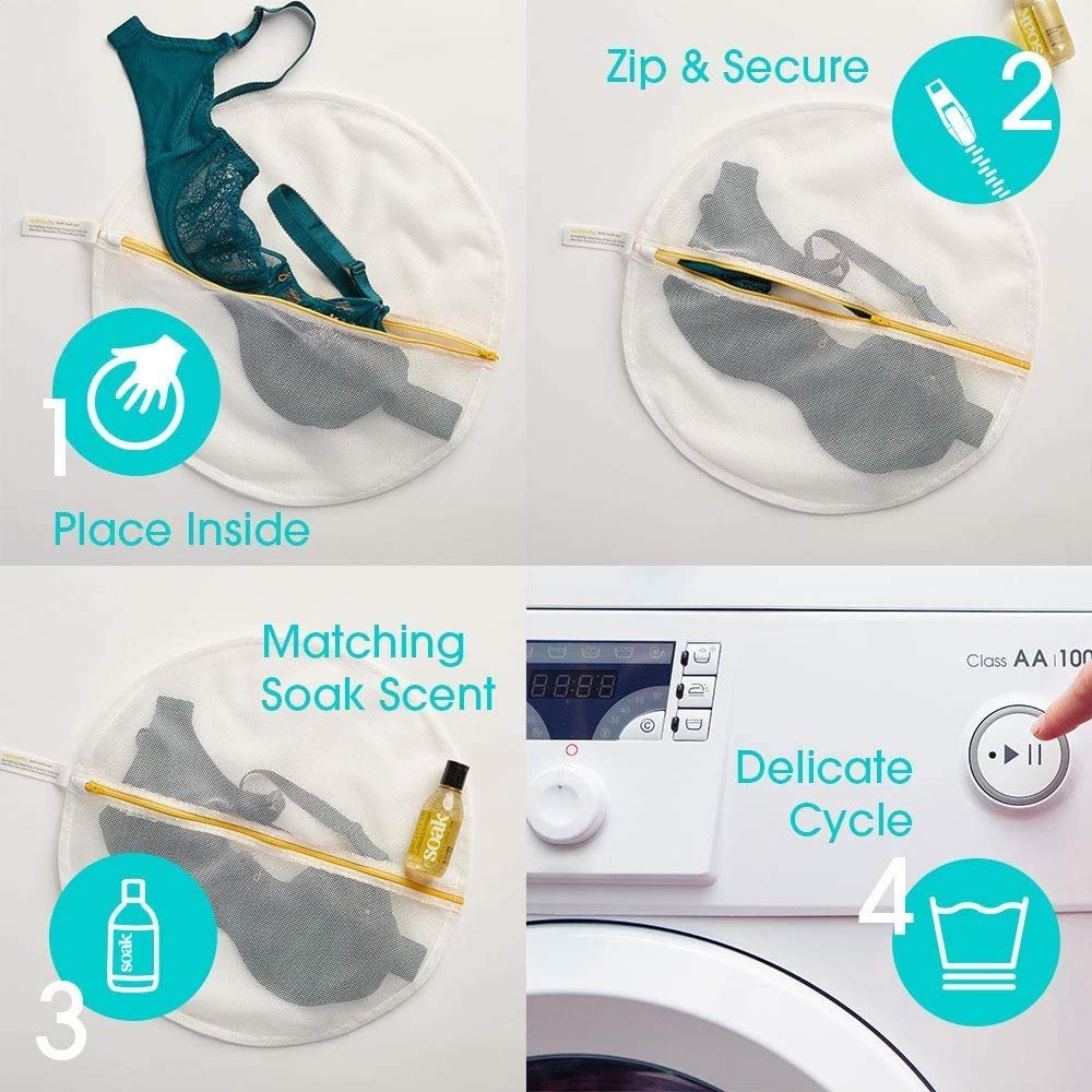 SoakBox - Soak Laundry Soap & Eco Wash Bag Set - 90 mL / 3 fl. oz Eco-Friendly Soap and 16 Inch Circle 100% Recycled RPET Wash Bag