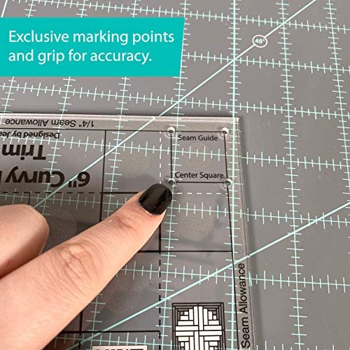 Creative Grids Curvy Log Cabin Trim Tool 6in Finished Blocks Quilt Ruler - CGRJAW6