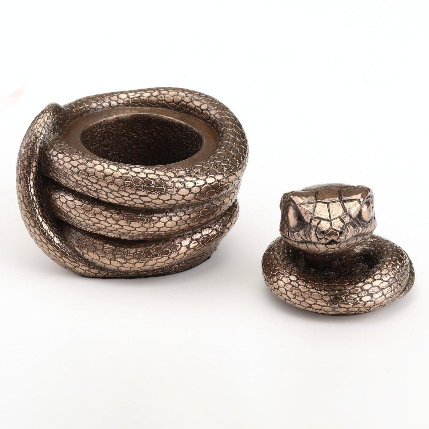 Veronese Design 3 Inch Coiling Snake Secret Trinket Stash Box Cold Cast Resin Bronze Finish Cute Animal Sculpture