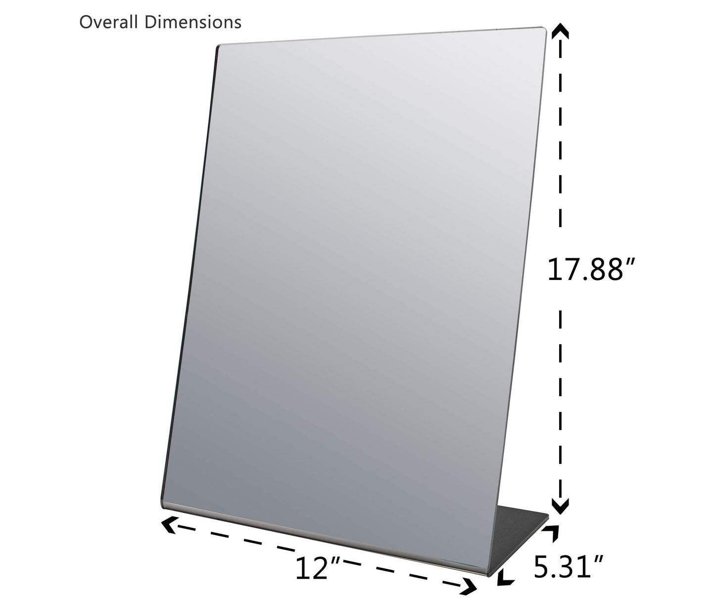 Marketing Holders Acrylic Easel Mirror 12" x 18" Slant Back Lightweight Plexiglass Countertop Stand Perfect for Professional and Home Use Makeup or Hair Styling