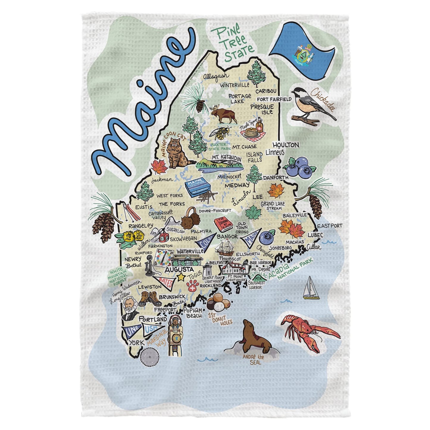 Fish Kiss® 16"x24" Map Dish Towel is of 100% Microfiber Waffle Weave Making it Super Absorbent, Soft & Machine Washable - Map Kitchen Towel,Map Dish Cloth is Multi Purpose