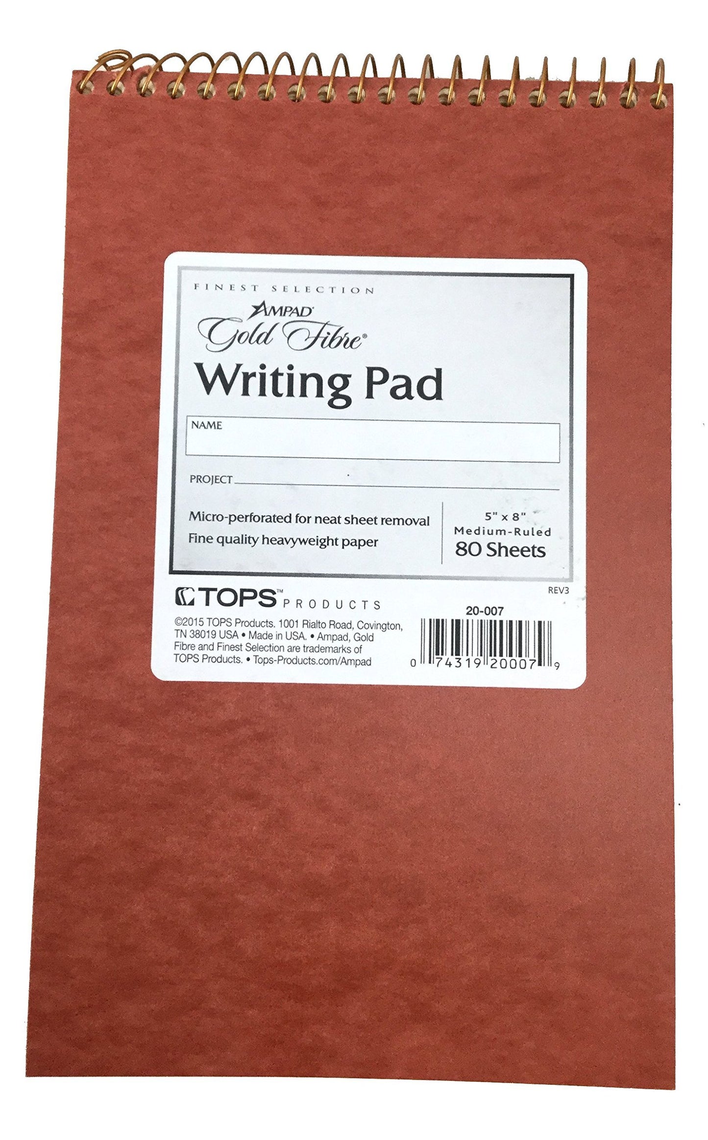 Gold Fibre Retro Writing Pad, Medium Rule, 5 x 8, Ivory, 80-Sheets/Pad [Set of 3]