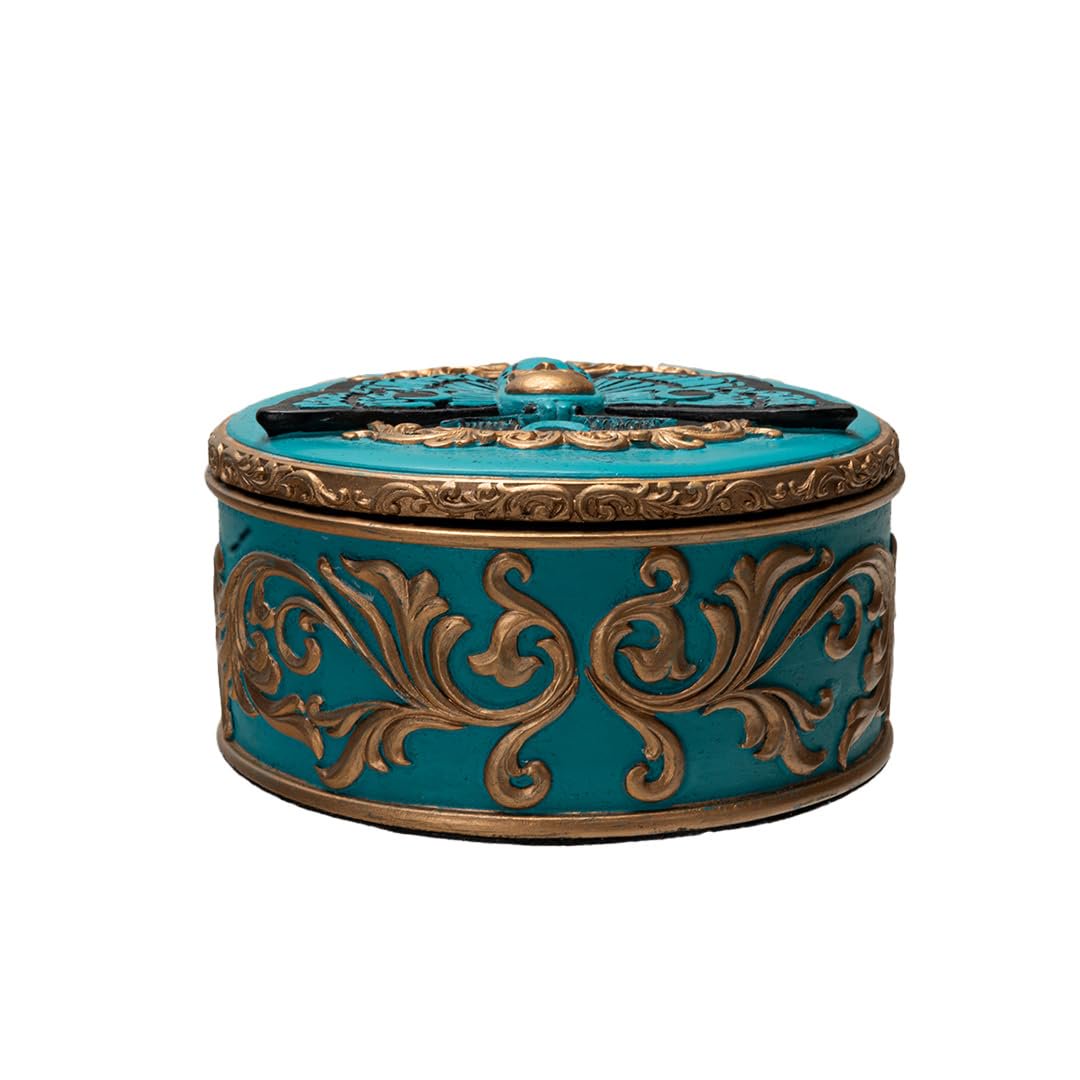 Pacific Giftware Death Moth Keepsake Box Mystical Skull and Winged Design Jewelry Box on Turquoise Resin Ideal for Gothic Decor