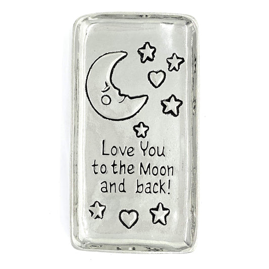 Basic Spirit Love to Moon Pewter Small Tray Trinket Dish Ring Holder Gift Box