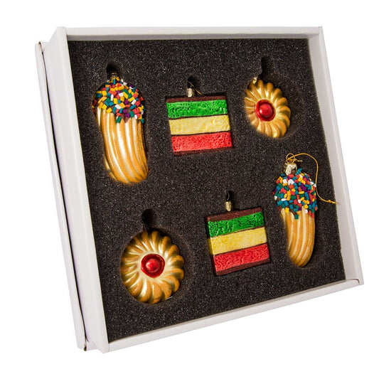 Kurt Adler 2-Inch - 3-Inch Noble Gems Glass 6-Piece Cookie Ornament Set