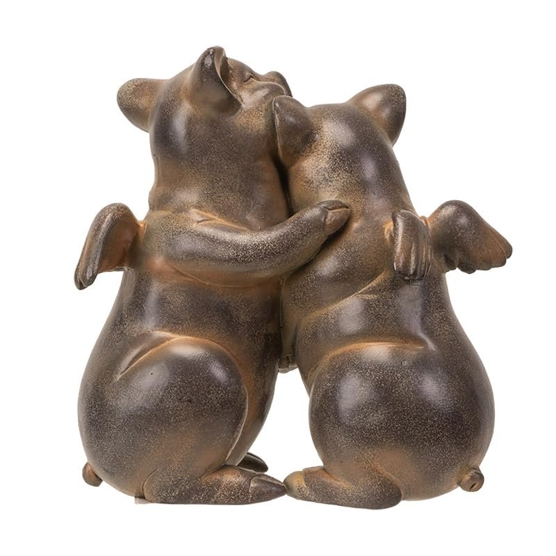 Pacific Giftware 5" Tall Flying Pig Couple Hugging Resin Figurine, Charming Home Accent