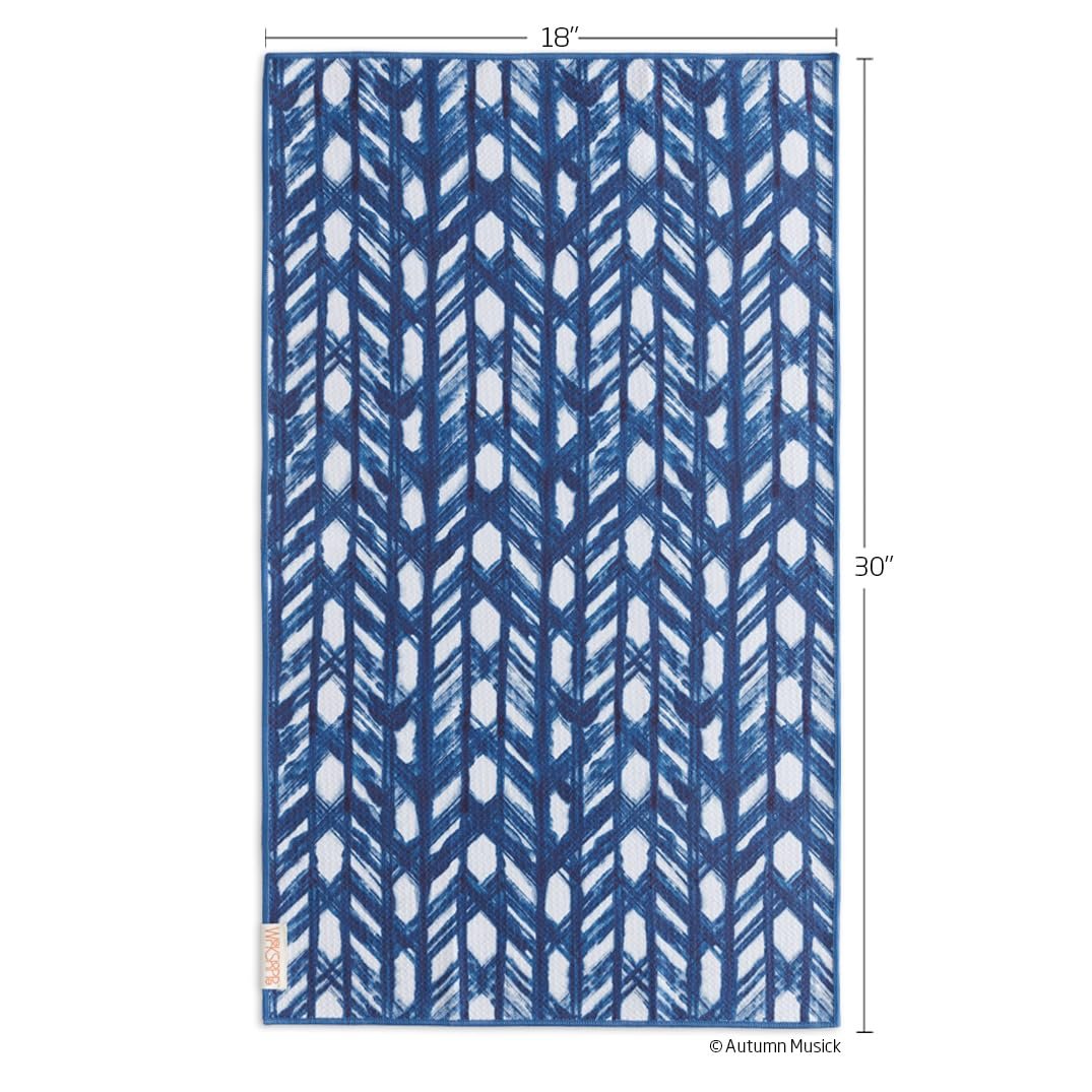 WerkShoppe Indigo Lattice Decorative Kitchen Towel - Waffle Weave Microfiber