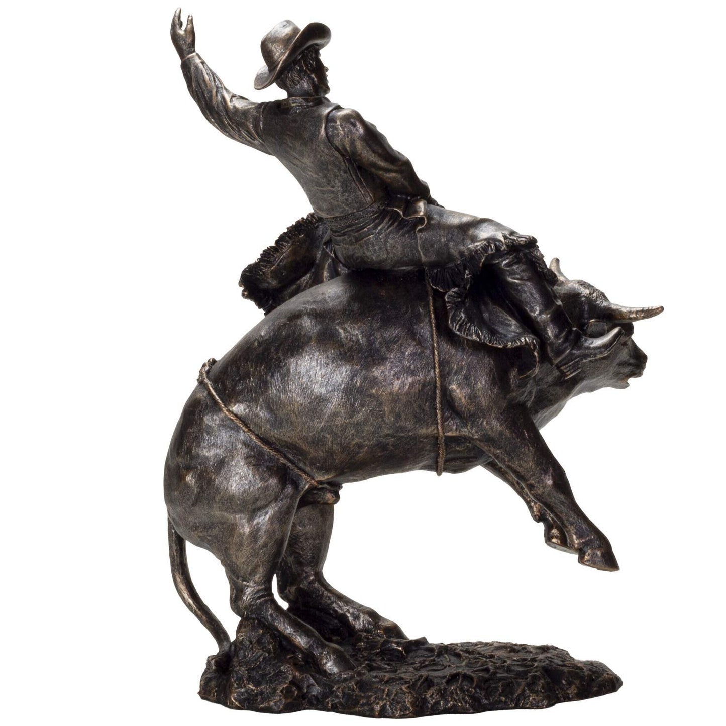 Pacific Giftware American Cowboy on Bull Resin Figurine- Bronze Finish
