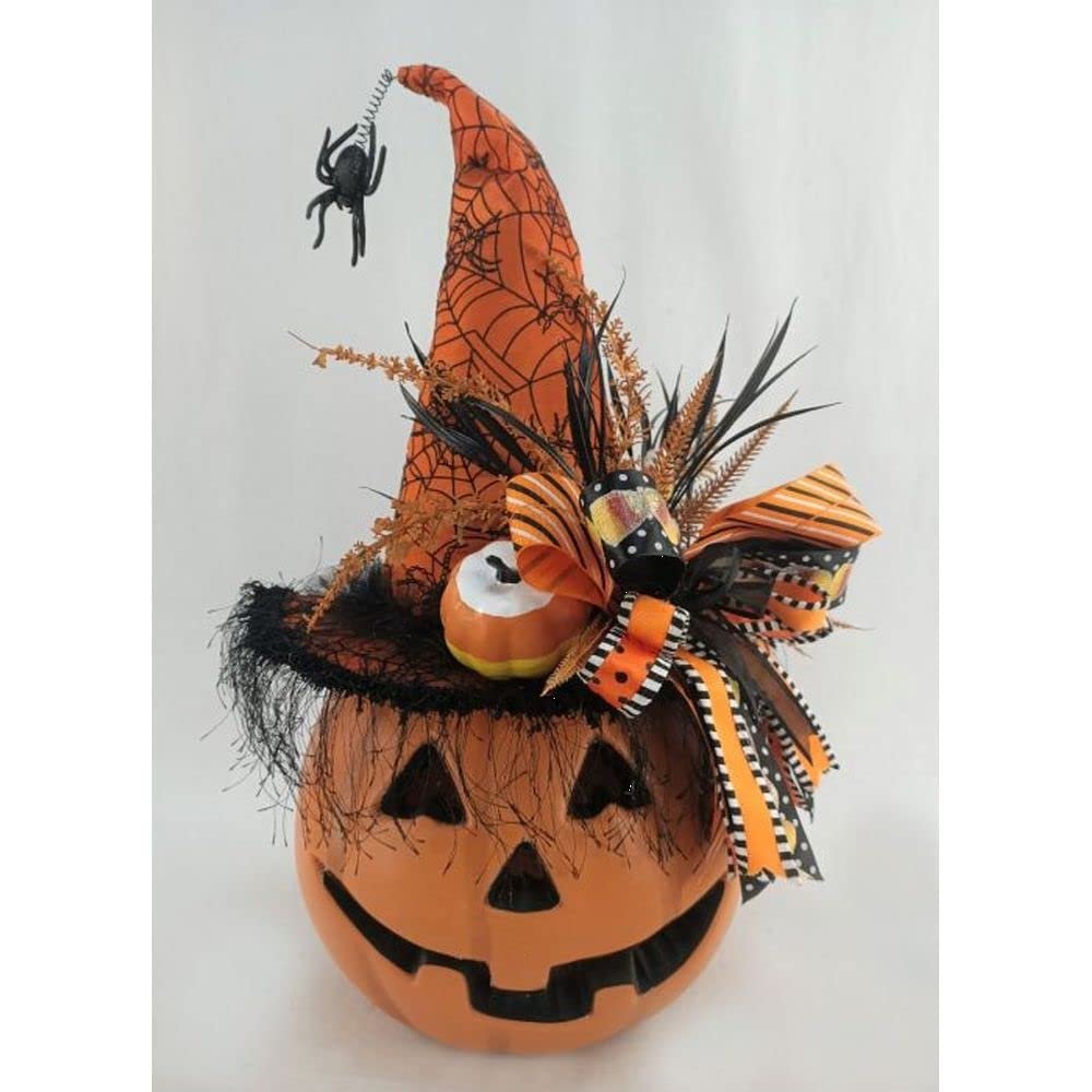 Karen Didion Lighted Pumpkin with Orange Hat