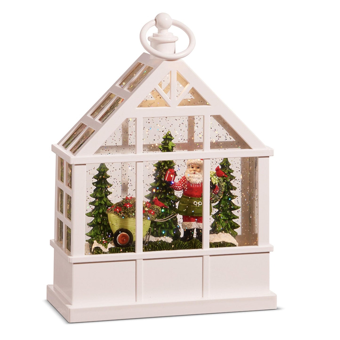 Raz Imports Garden Santa Lighted Water Greenhouse, 9.25-inch Height, Christmas Decor